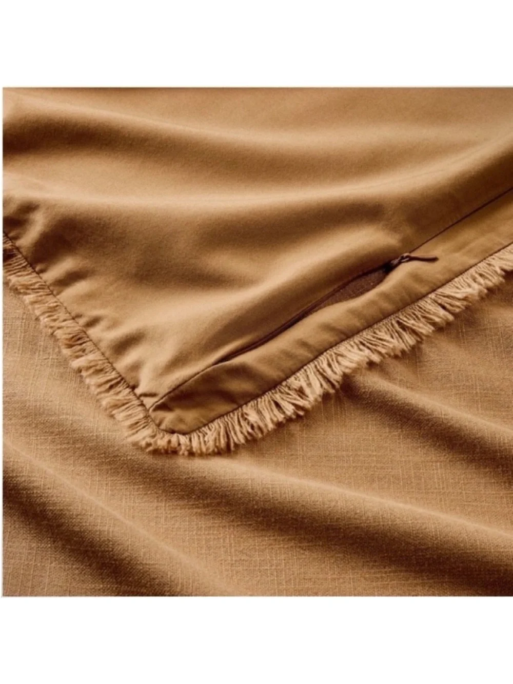 NWT King/California King Heavyweight Linen Blend Comforter & Sham Set Warm Brown